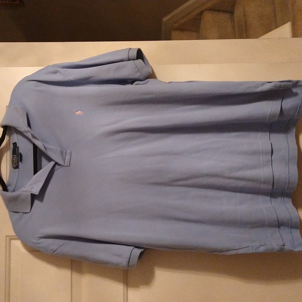 Men's Polo by Ralph Lauren size L power blue polo shirt light pink man and horse